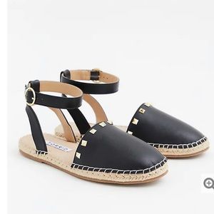 TORRID BLACK FAUX LEATHER STUDDED ESPADRILLE FLATS SIZE 10 NWT